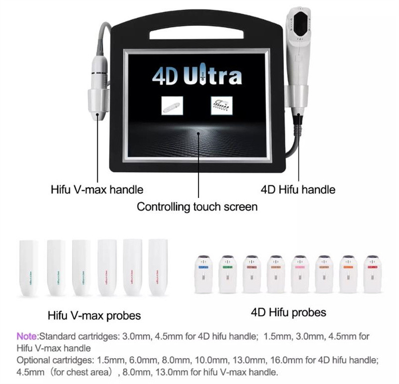 200w 4d Hifu Ultrasound Facelift Machine 2pcs Handles