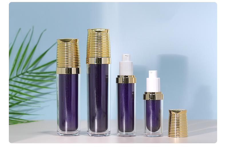 Dark Blue PET Acrylic Bottles Luxury For Facial Cleanser Serum Lotion And Cream