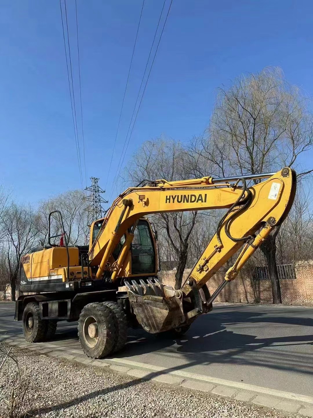 13 Ton Hyundai R150W-9 Used Wheel Excavator 4.85m Dredging depth