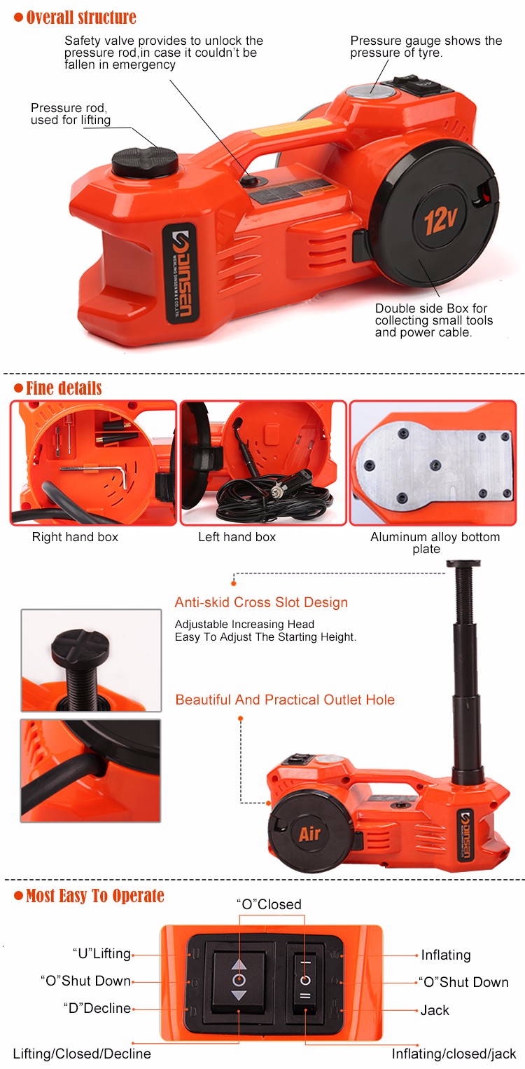 Easy Operating Stable Lifting car jack electric 12 volts