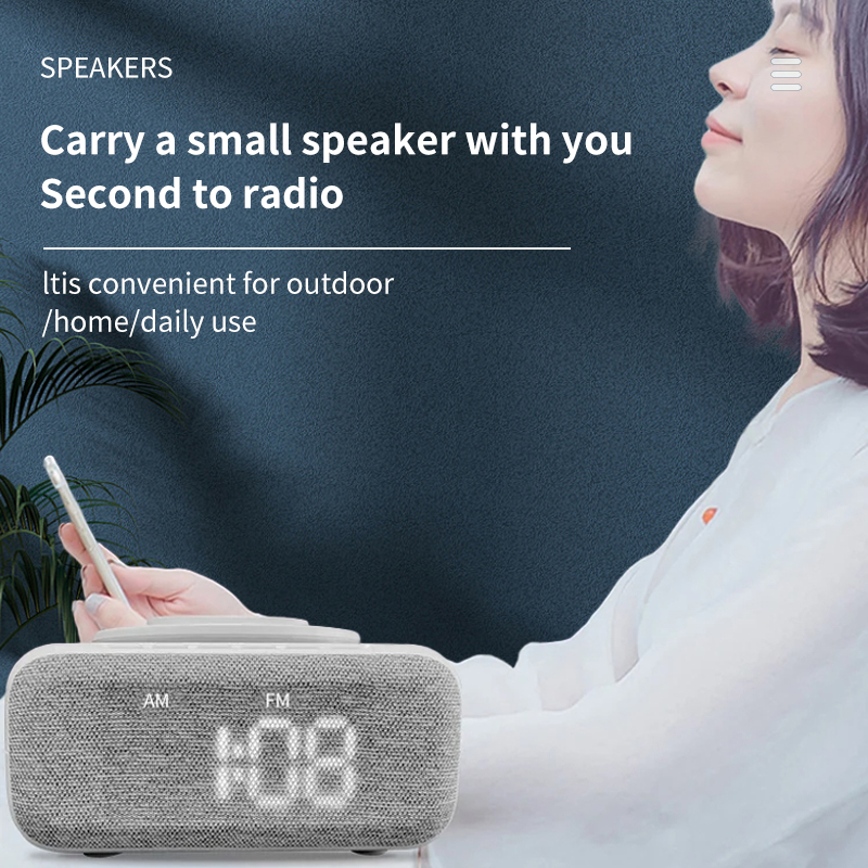 Bluetooth Speaker Bed Lamp Therapy with Digital Alarm Clock Wireless Charger FM Radio
