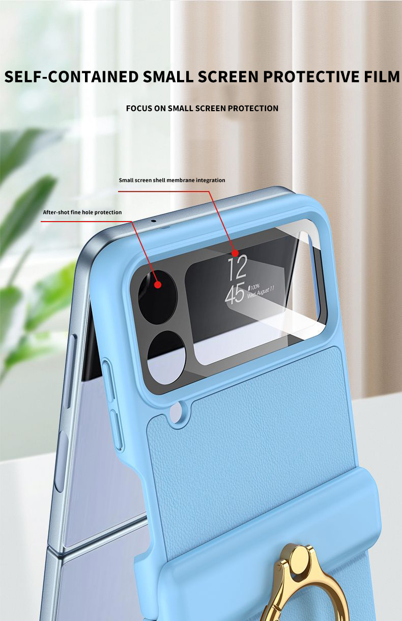 Ultra-thin Vegan Skin Magnetic Suction Bracket Flip Case for Samsung Flip 4 2023 5G