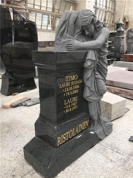 Quality American style grey granite kneeling angel monuments for sale