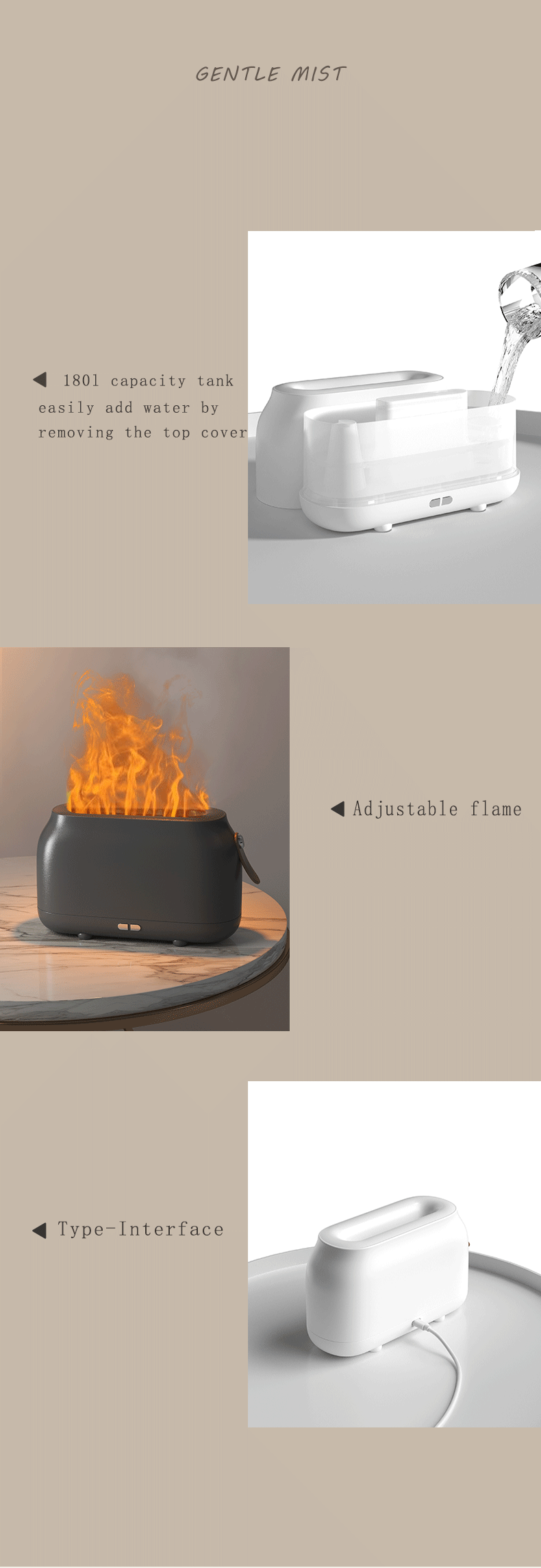 Dropshipping Humificador Rgb Light 180Ml Christmas Humidifier Ultrasonic Flame Oil Diffuser Humidifier Flame Dropshipping