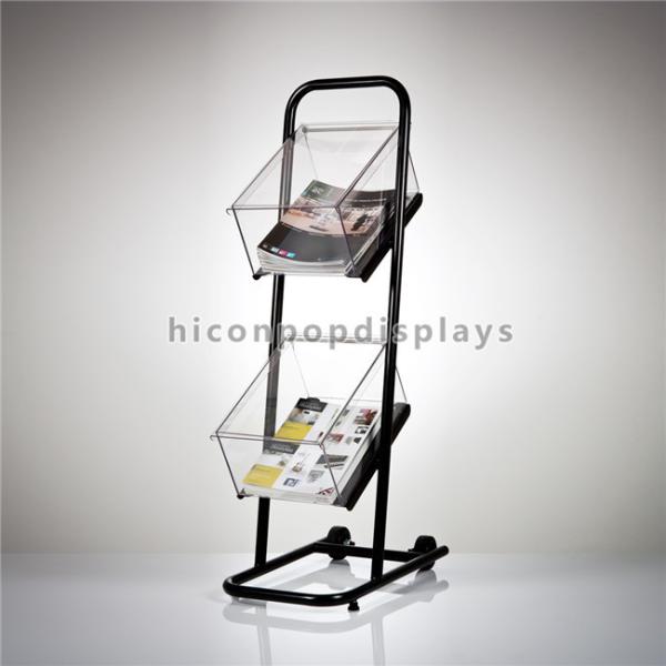 2 - Wheel Floor Commercial Retail Store Fixtures Acrylic Box Metal Book Display
