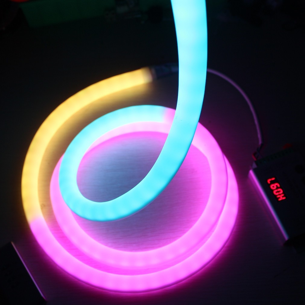 RGB Digital Pixel Chasing LED Neon 18mm 360 round neon strip IP67 DC12V