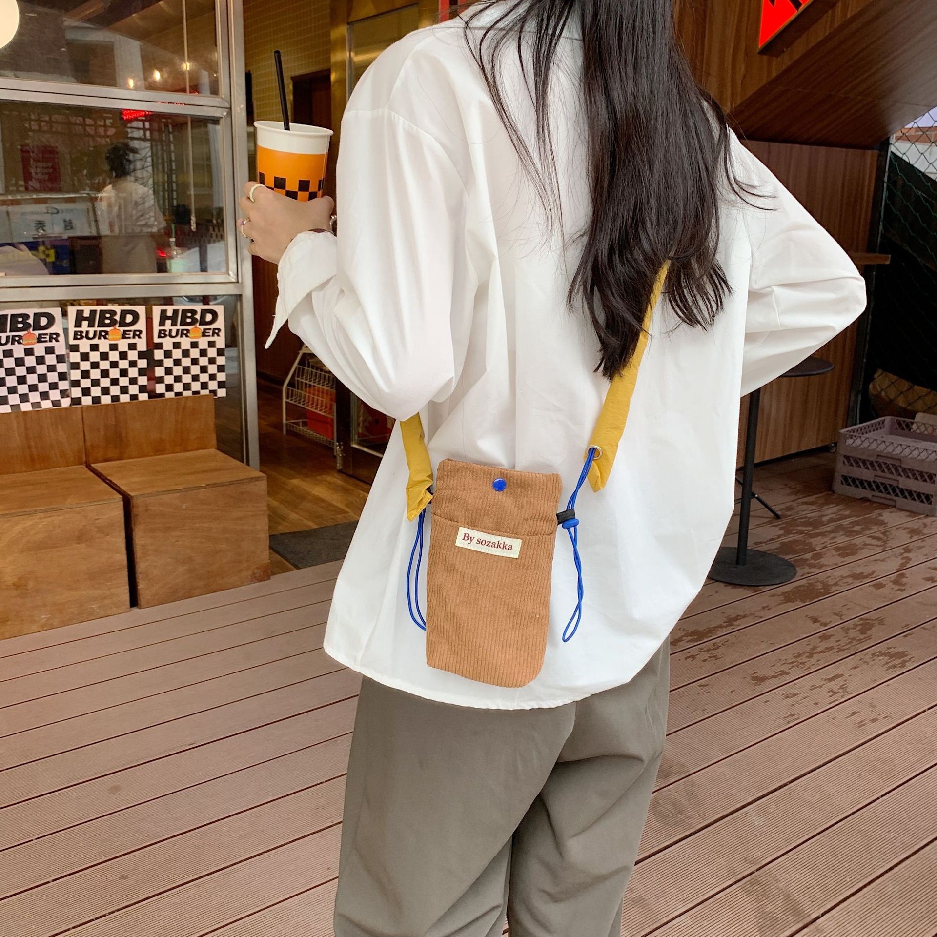 CORDUROY CROSSBODY PHONE BAG CROSSBODY SHOULDER BAG WOMEN'S WALK MINI STORAGE BAG