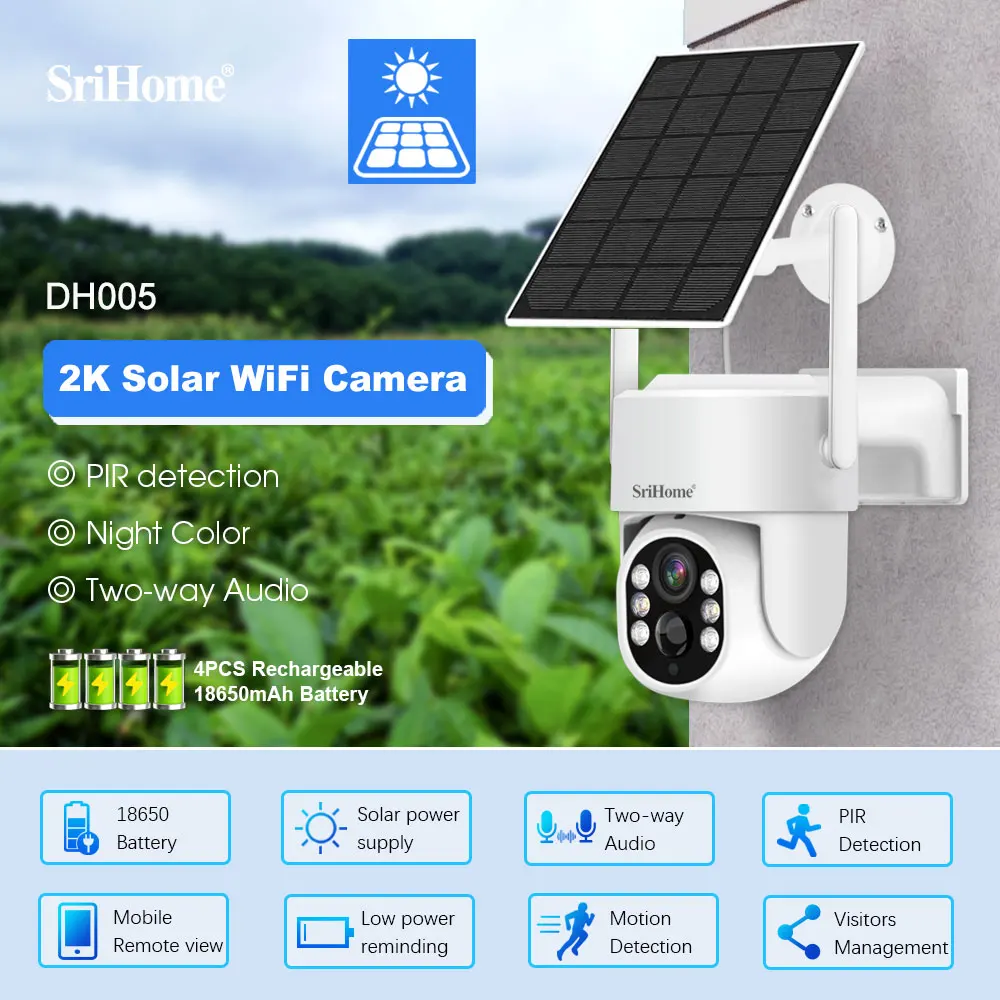 Outdoor Solar Battery Wireless PTZ Camera Support Full-Color Night Vision 2-Way Audio Wireless CCTV Camera
