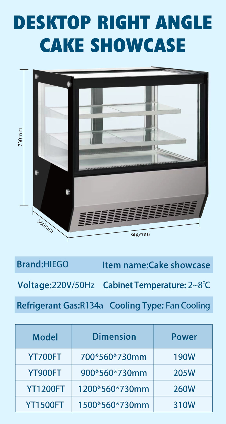 Floor Type Curved Glass Cake Display R600a Counter Pastry Display Chiller
