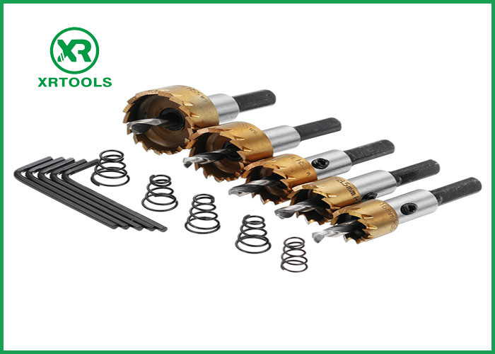 M35 Gold Coated HSS Hole Saw , Three Flat Shank 6mm Hole Saw 18 Degree Split Teeth