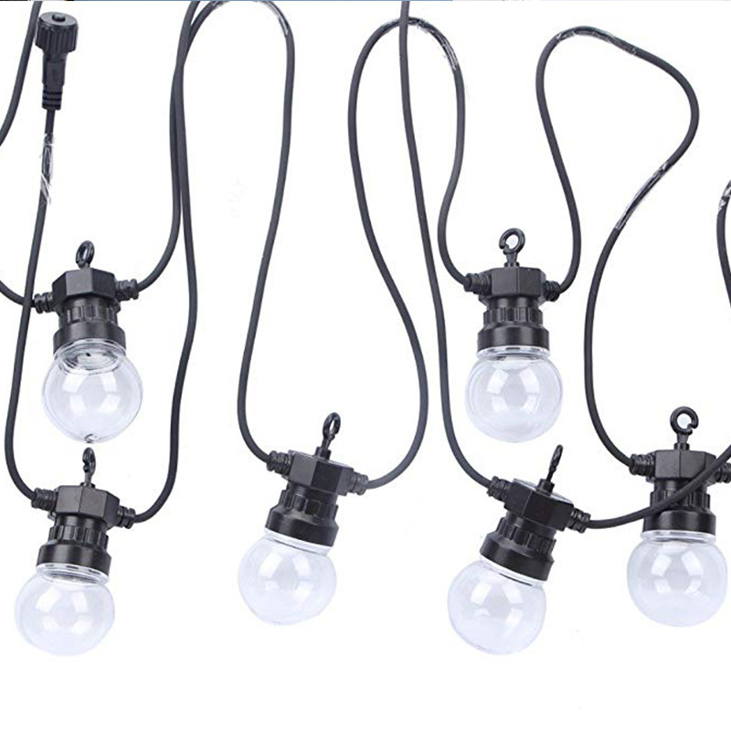 White Pearl Outdoor Patio Globe String Lights Black Wire G50 LED Waterproof String Lights Suspension Type Patio Lights Decor