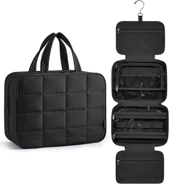 Black Large Carry-on Travel Accessories Essentials Puffy Makeup Cosmetic Custom