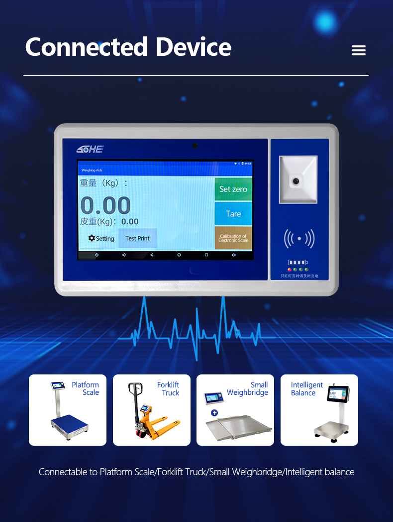 7-inch Android Smart Screen LCD Display Battery Weight Sensor Instrument for 30-800KG