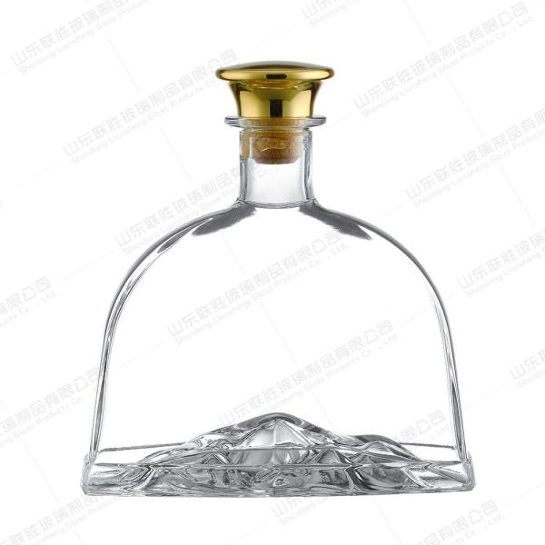 750ml Flat Liquor Wine Flask Clear Glass Bottles with Cork Lid OEM/ODM