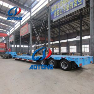 China Mechanical/Hydraulic Ladder Tri-axles 80 tons Utility Lowbed Semi Trailer with Side Walls on sale