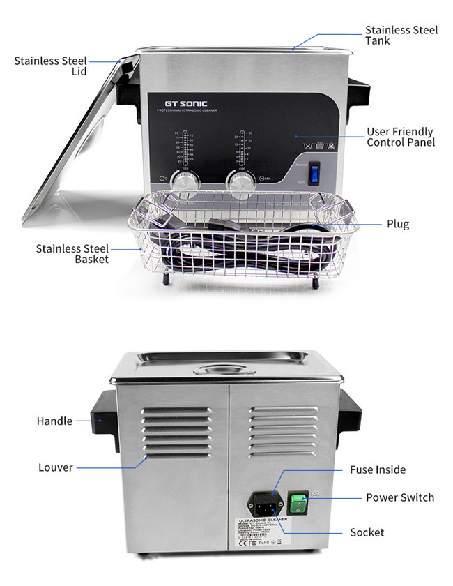 Knob Design Digital Ultrasonic Cleaner Manual Adjustment Ultrasonic Cleaning Machine