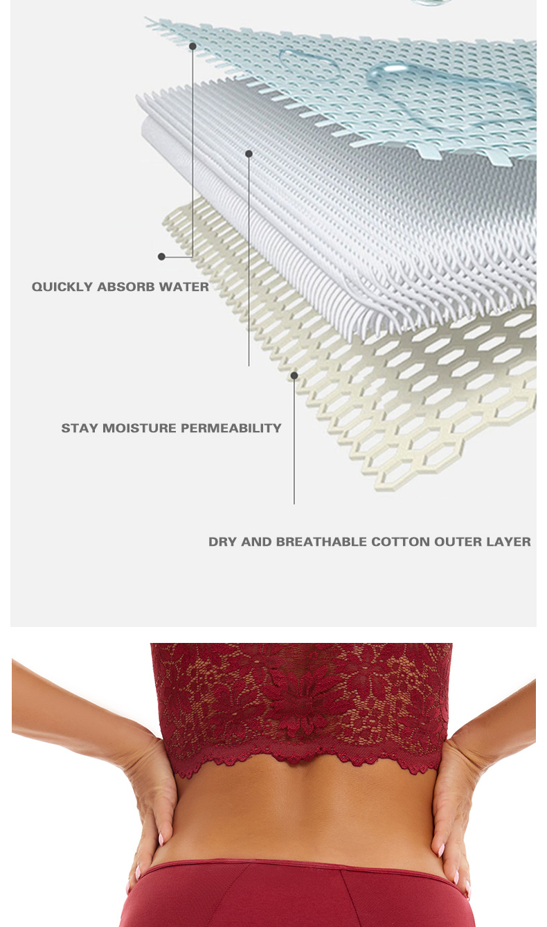 Cotton Women'S Leak Proof Underpants High Absorbing Mid Waist Underwear