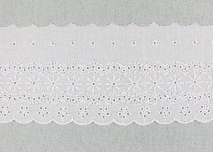 Embroidered Flower Eyelet Cotton Lace Trim With Azo Free Organic 13cm Width