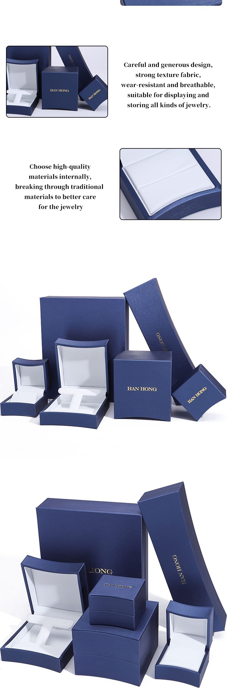 Custom Logo Octagonal Jewelry Packaging Box in Blue Leather for Necklace Earrings Ring