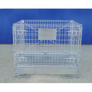 Galvanized Foldable Industrial Wire Container Stackable Space Saving