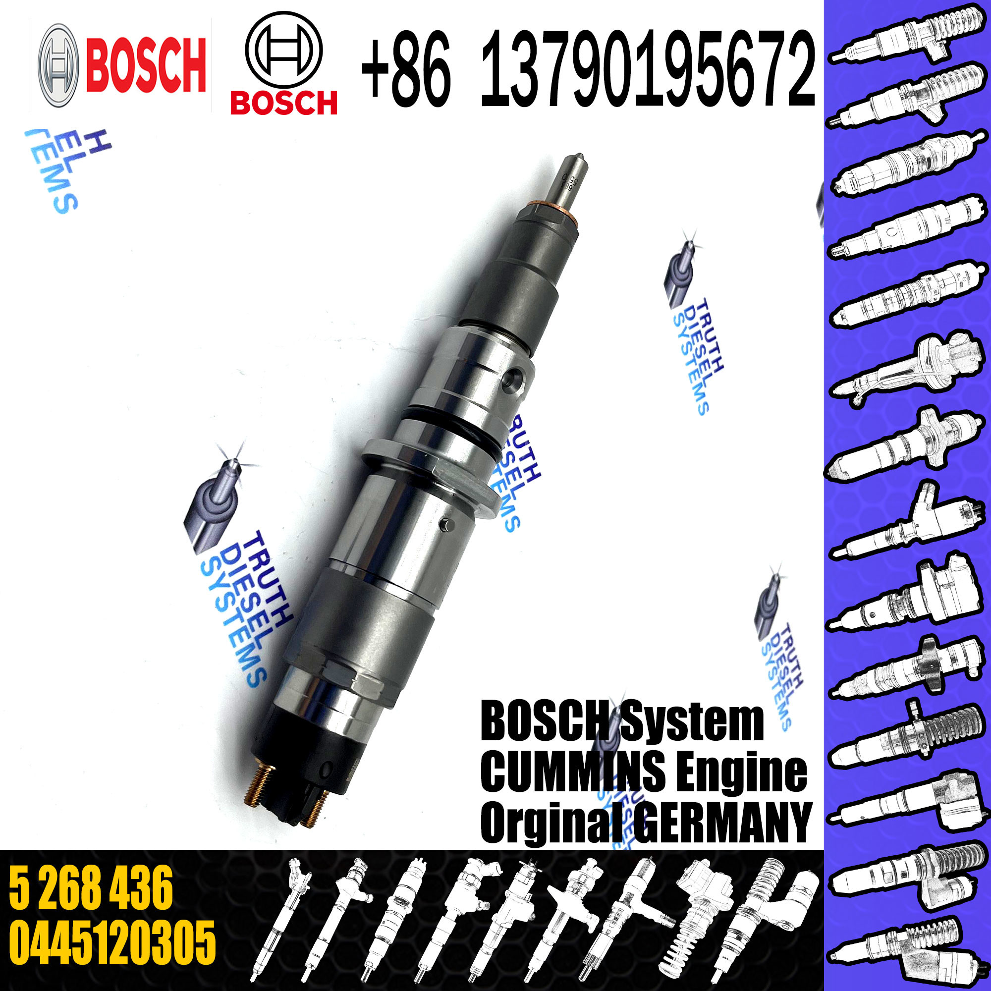 Diesel Engine Fuel Injector Excavator Accessories Diesel Motor Parts 0445120305 6746113100 5268436