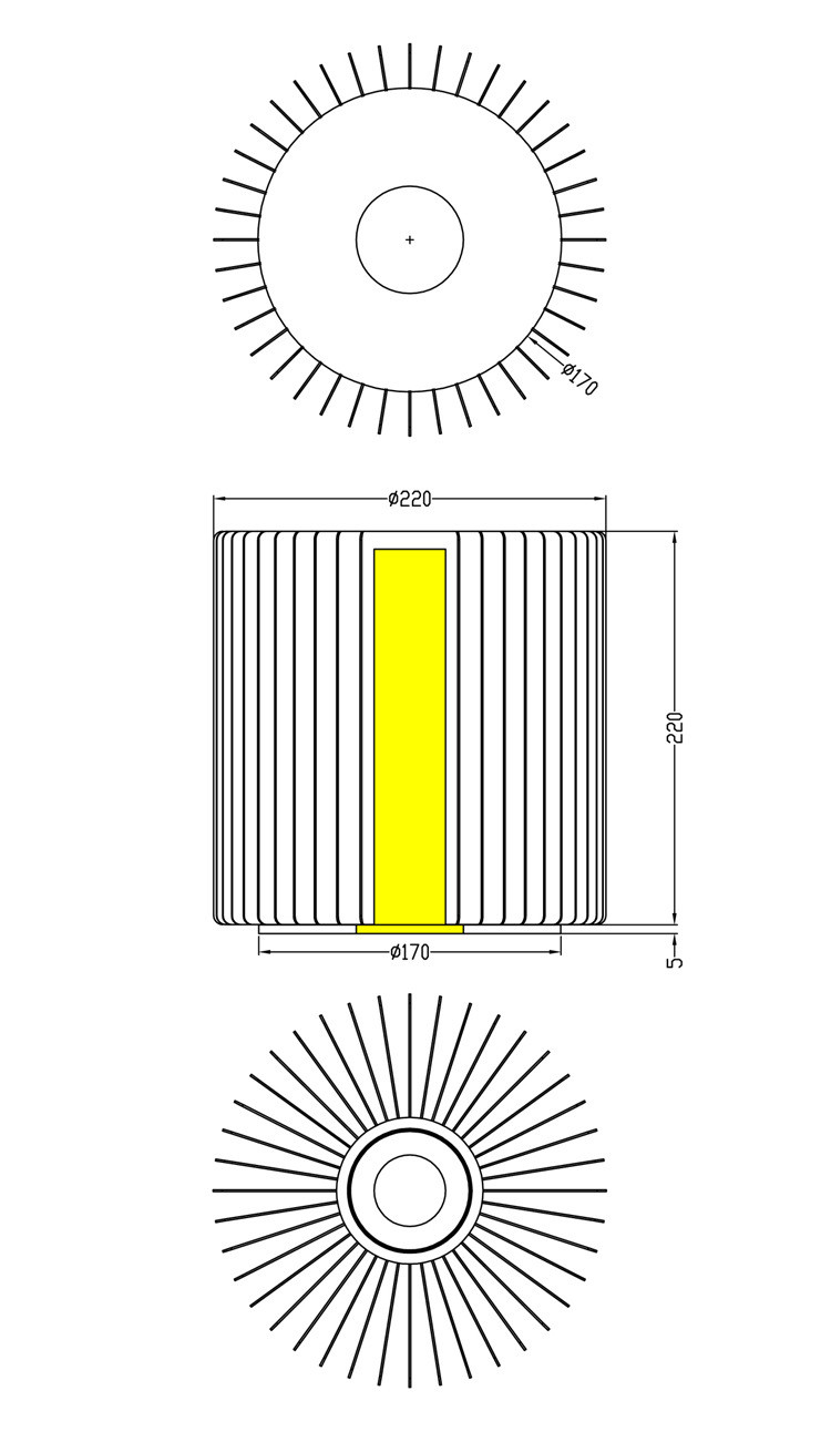 300W Bigger Power Aluminum Profile Heat Sink Anodizing Black For LED Lighting
