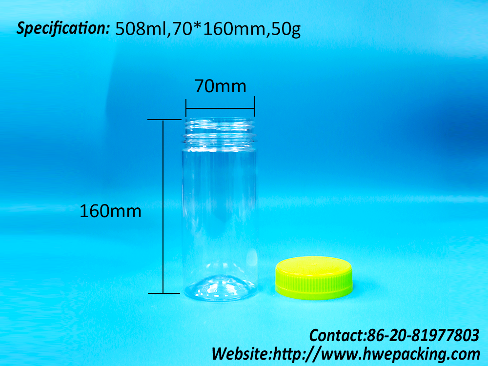 Round Shaped Transparent Food Plastic Gift Candies Sugar Nuts PET Packaging Jars