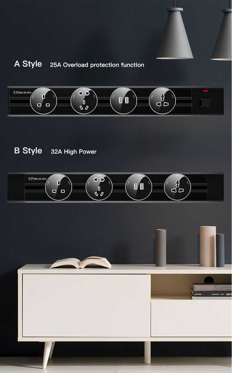 Multi Removable Socket With Overload Protect Lamp Usb Adapter Highquality UK US DE AU Standard Wall Socket With Usb Gold