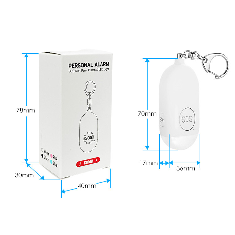 LED Light Personal Siren Alarm Keychain Personal Alarm Safety Device one button SOS