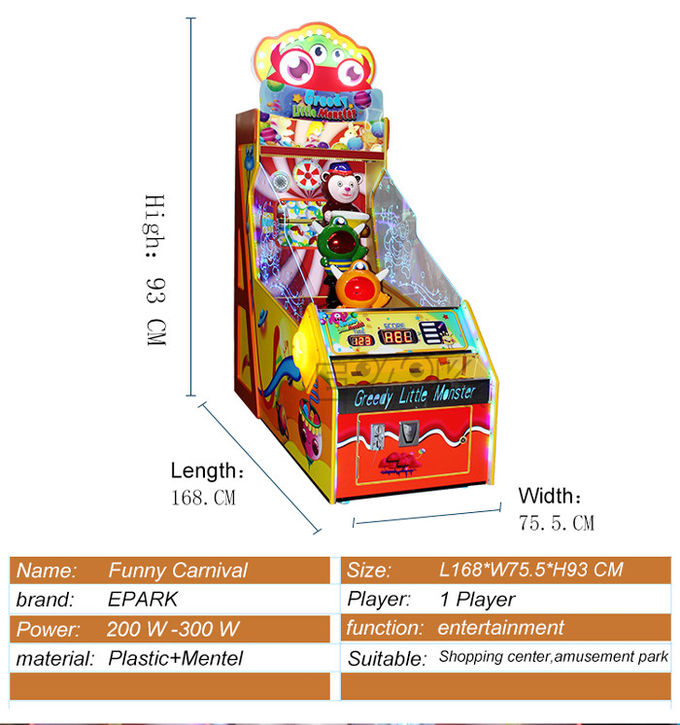 Greedy Monster Carnival Arcade Ticket Redemption Machine Coin Op