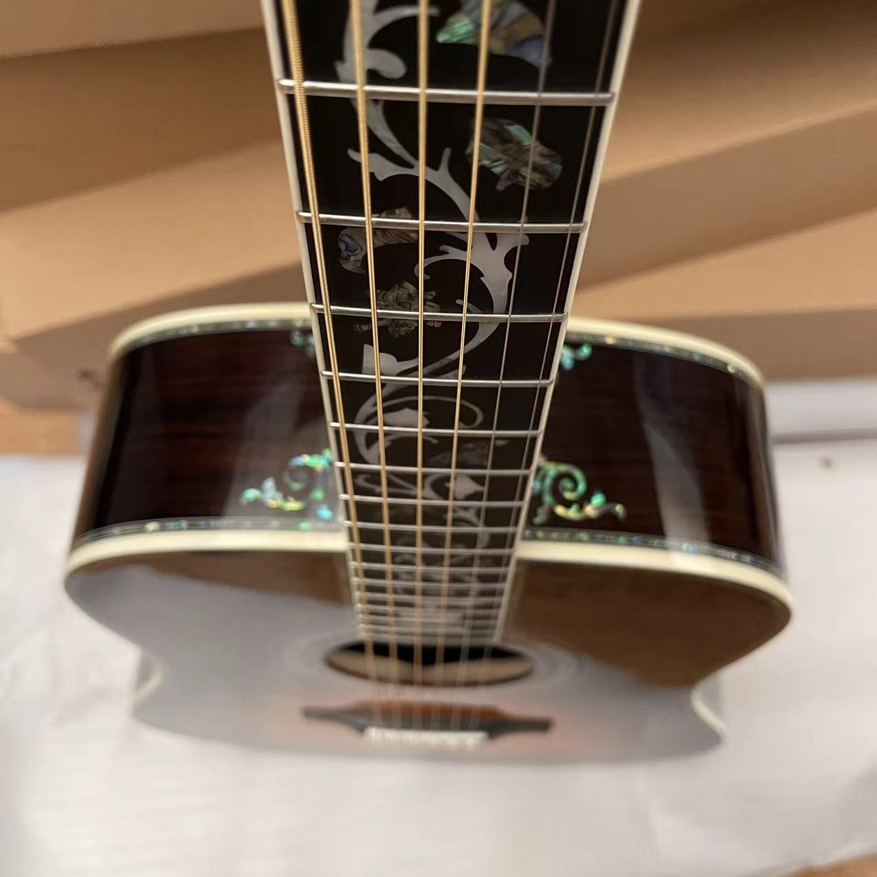 Custom New All Solid Wood Sunburst 41" D Type Acoustic Guitar Abalone Ebony Fingerboard