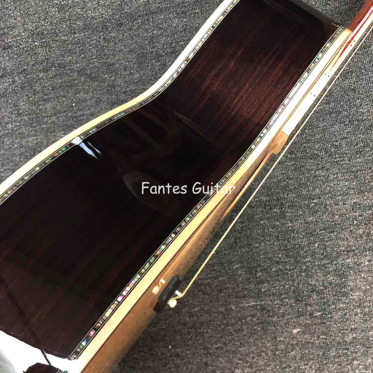 Custom Martin Style OM Style 42 Solid Spruce Cedar Top Acoustic Guitar Real Abalone Inlay with Vintage Tuner