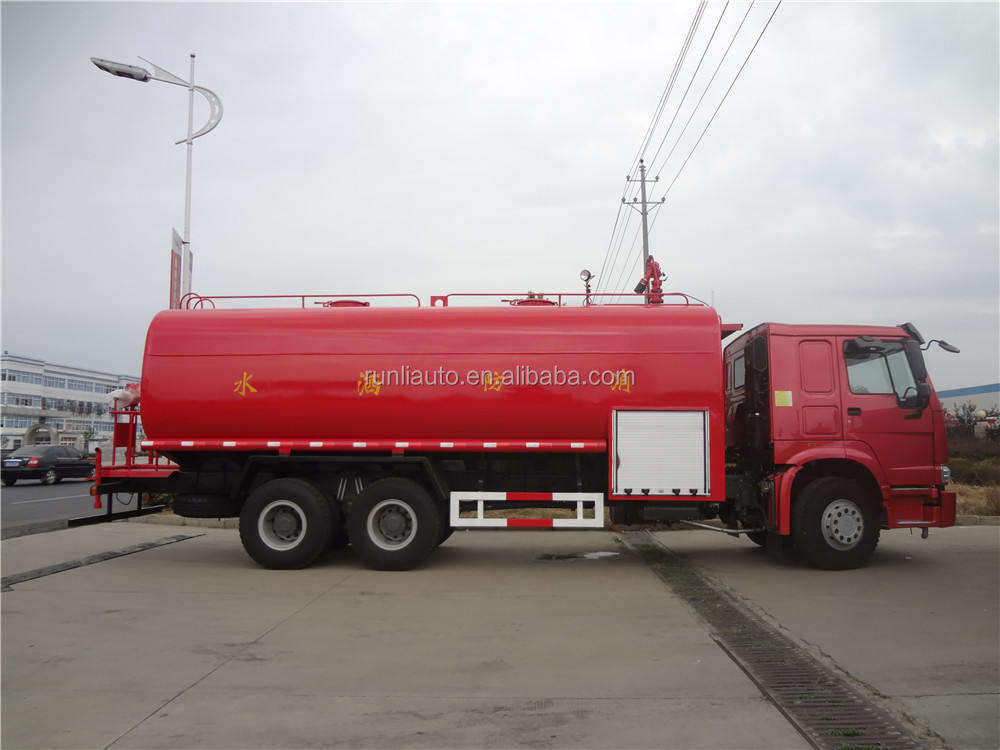 Euro 2 SINOTRUK 6x4 Water Tank Fire Truck 266hp 20cbm Fire Fighting Vehicle