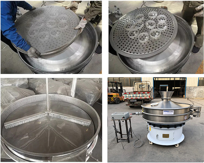 SUS304 Fine Powder Brush Vibrating Screen Rotary Sieve For Sulfur Powder