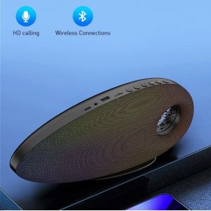 SM-2402 Model Shark Tooth Shaped Wireless Clock with Colorful Lights and Fabric