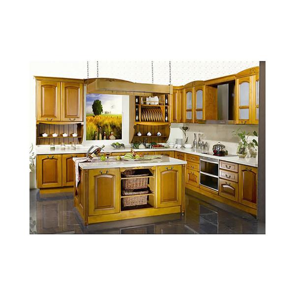 High Modern Solid Wooden Kitchen Design Made Yellow Cabinet, Wooden Cabinet For