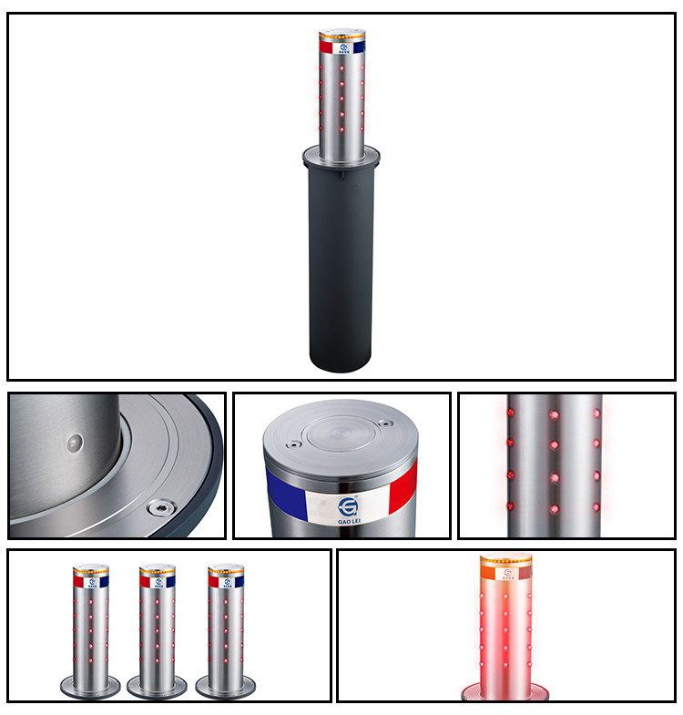 CE Traffic Control Bollards 3.7Kw Automatic Rising With Led Light