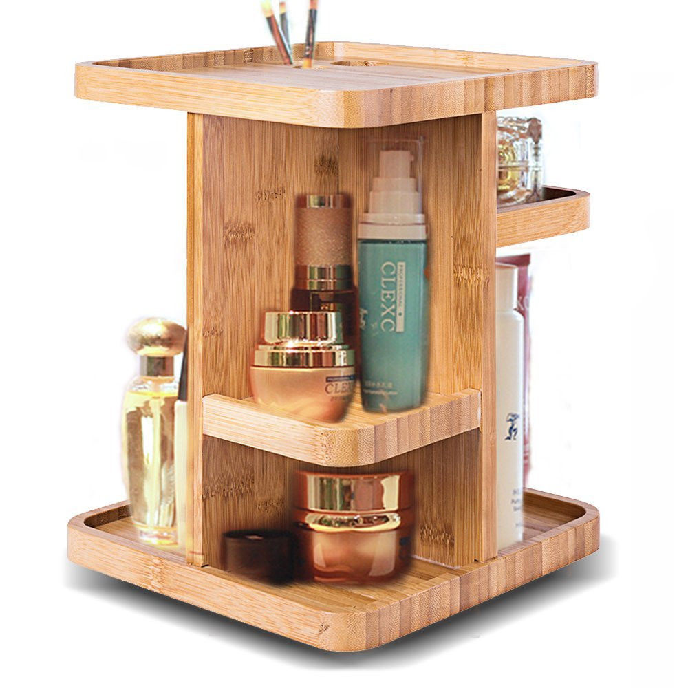 OEM Bamboo Countertop Shelf Makeup Organizer For Bathroom Bedroom