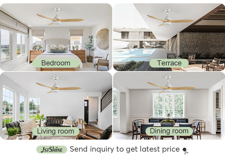 Easy Installation LED Ceiling Fan with 5 Speeds and Wood Blades Contemporary Design