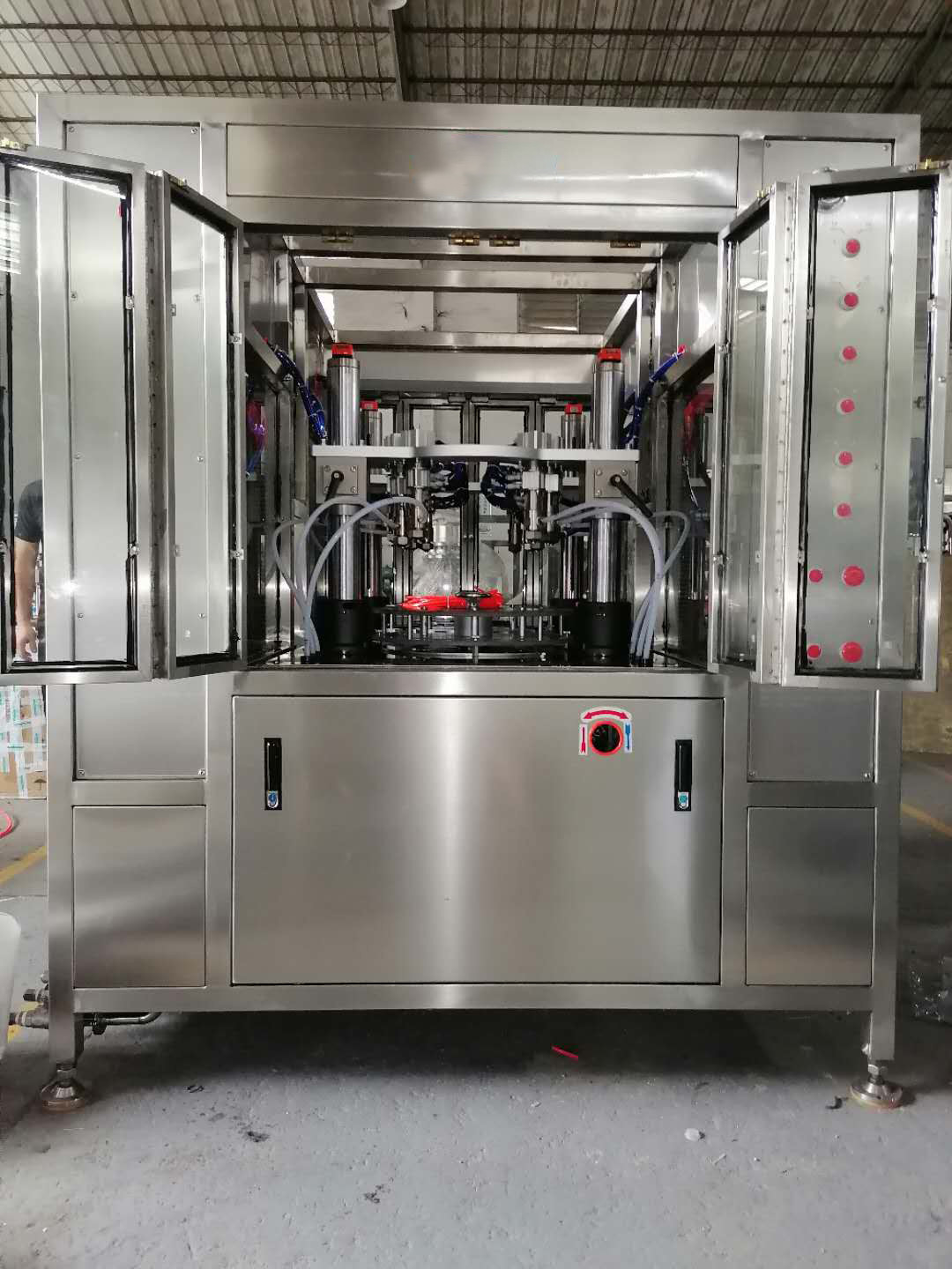High Speed Aerosol Automatic Filling Production Line 90 Bottles / Min 1.1kw