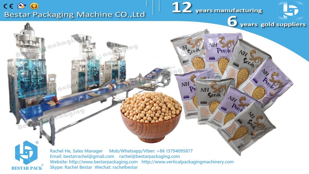 Automatic packaging line for soybean pouch with weighing function and conveyor collection BSTV-550BZ