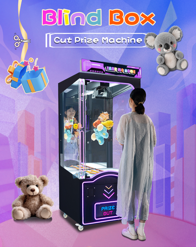 EPARK LED Scissor Gift Machine with Transparent Cabinet and Coin System