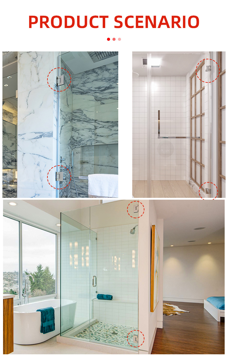 Stainless Steel Brass 90 Degree Wall Mount Offset Shower Glass Hinge for Square Appearance