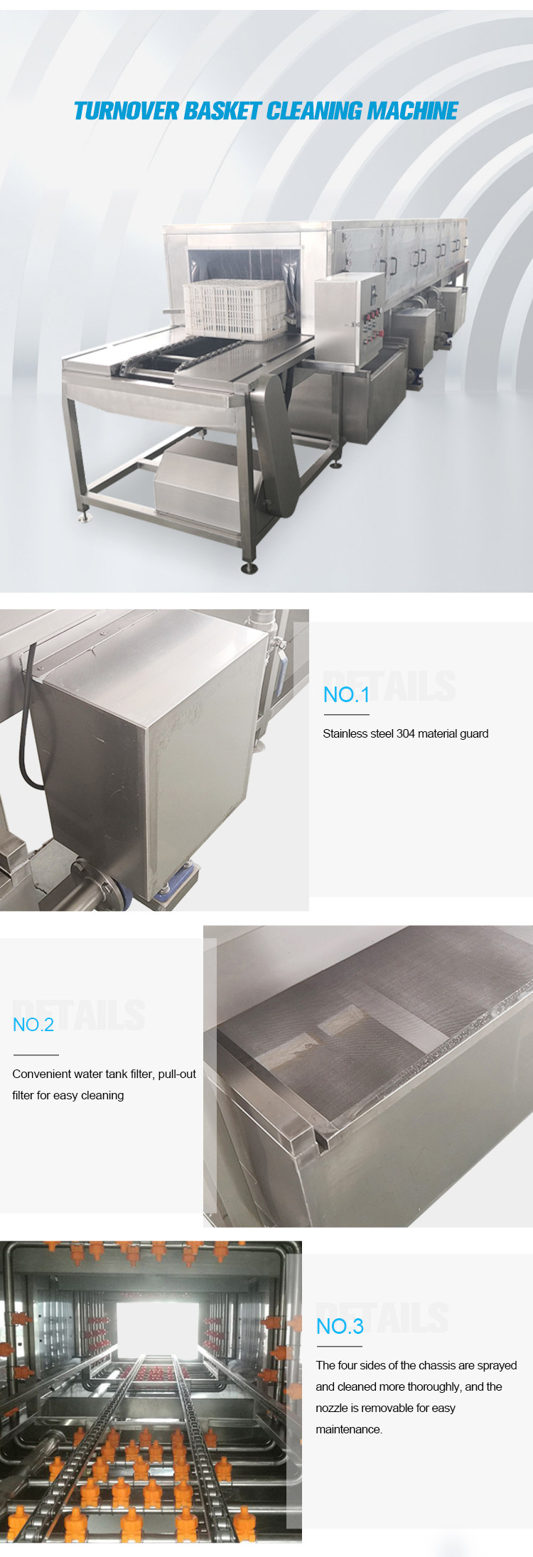 Industrial Food Basket Washer Machine , Plastic Crate Washing Machine