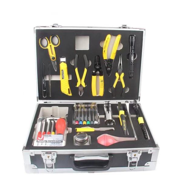 fTTH Pro's Fiber optic Fusion Splicing Tool Kit box Black Construction clean