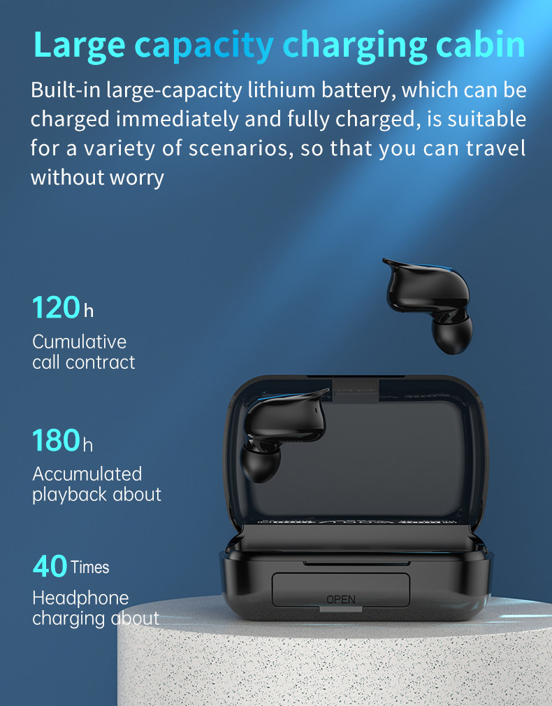 14mm Speaker Android Wireless Earphones HSP HFP With 2000MAh Charging Case
