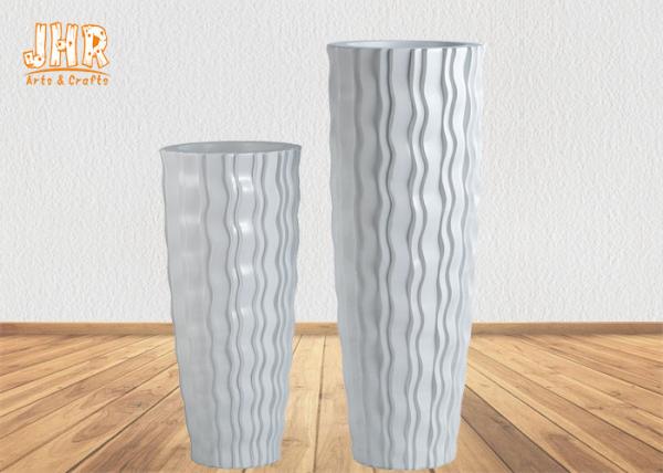 Glossy White Floor Vases Homewares Decorative Items Fiberglass Planters For Home