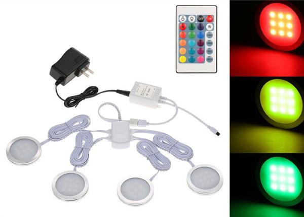 Dimmable Remote Control Illuminator Led Lights Slim Round Shape RGB Under