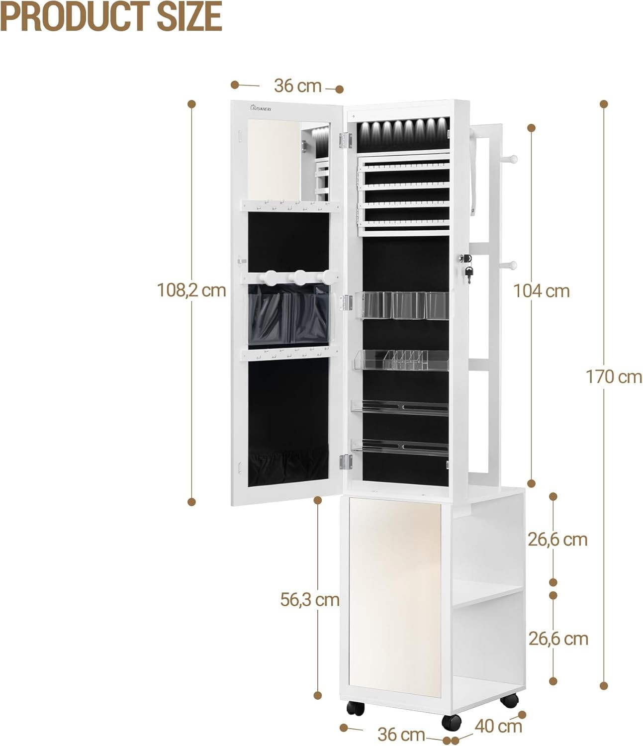 Wood Full Length Mirror Cabinet Frameless Mirror Jewelry Cabinet Modern