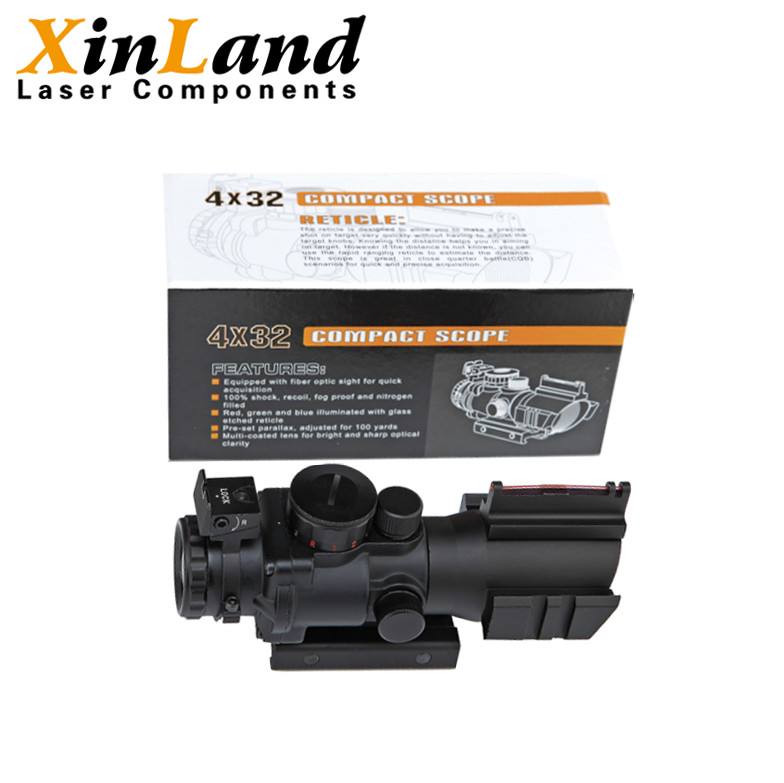 Crosshair Reticle 4X32 Hunting Rifle Scope Red & Green & Blue Illuminated